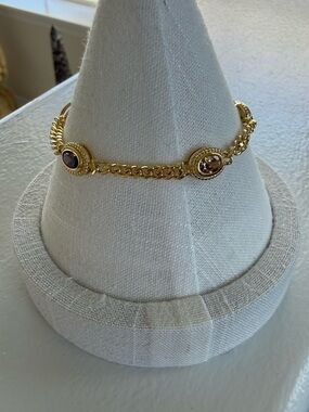 Nordstrom Gold Chain Bracelet with Pink and Purple Stones